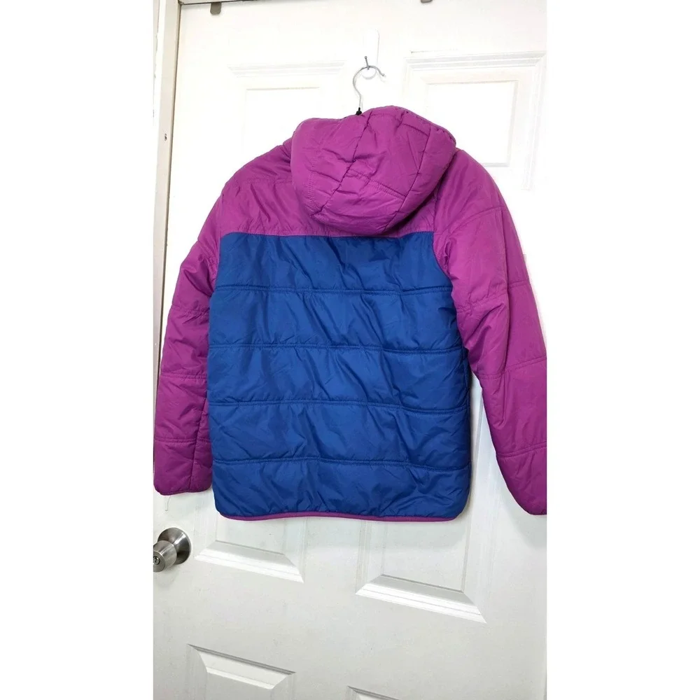 Eddie Bauer Kids Reversible Hooded‎ Jacket L (14/16) Purple & Blue Sherpa Lining